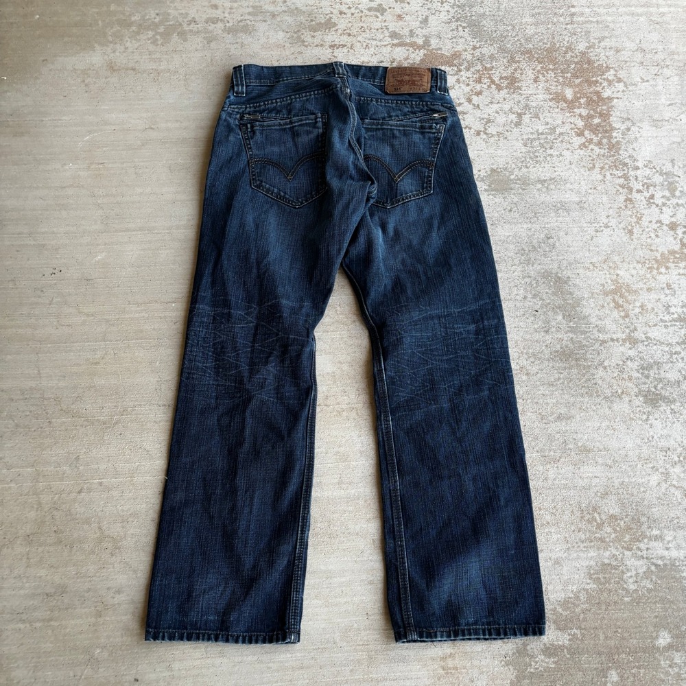 Y2K Levi 514 Straight Fit Jeans Dark Wash Zipper Pocket Adjustable Waist 32x30